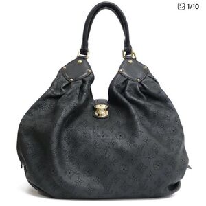Louis Vuitton Black Embossed Monogram Hobo Shoulder Bag with Gold Hardware
